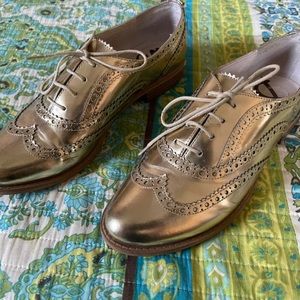 Gold Wing Tip Shoes
